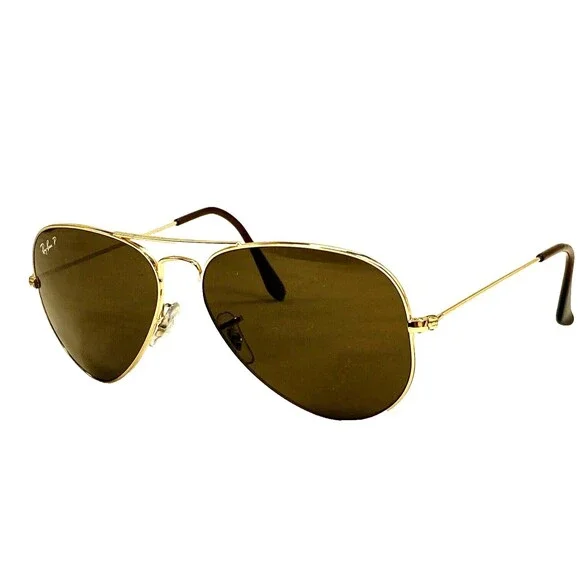 Ray-Ban P Polarized Aviator Sunglasses Vtg Italy Gold Metal Large Oval Preppy - Picture 4 of 16